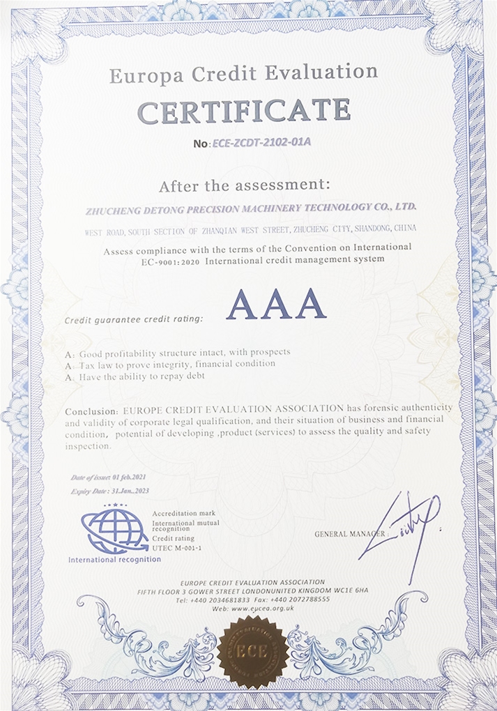 Europa Credit Eva luation Certificate